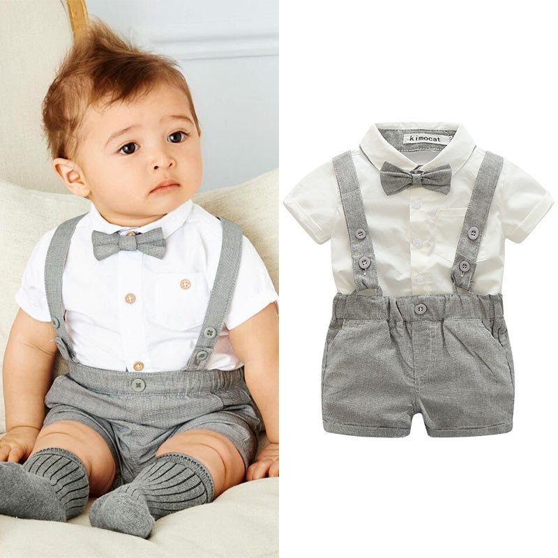 Baby Boy Wedding Formal Suit Bowtie Gentleman Romper Tuxedo Outfit 024M Newborn eBay